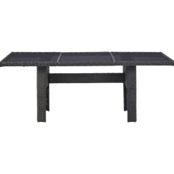 Ensemble a manger d'exterieur 11 pcs Resine tressee Noir