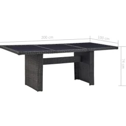 Ensemble a manger d'exterieur 11 pcs Resine tressee Noir