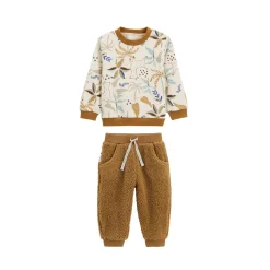 Ensemble bébé sweat-shirt en molleton et pantalon en sherpa Lamascotte