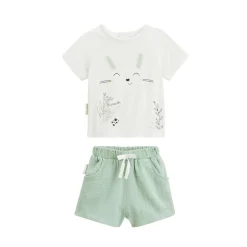 Ensemble bébé t-shirt et short en gaze de coton Frimousse
