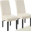Ensemble de 2 chaises de salle à manger Rembourrées aspect cuir crème