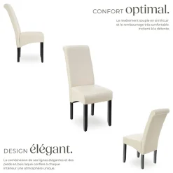 Ensemble de 2 chaises de salle à manger Rembourrées aspect cuir crème