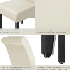 Ensemble de 2 chaises de salle à manger Rembourrées aspect cuir crème