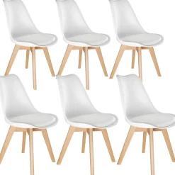Ensemble de 6 chaises de salle à manger Forme ergonomique blanc