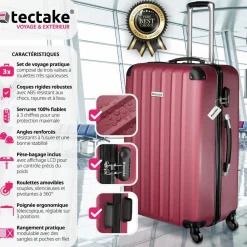 Ensemble de 3 valises Talia avec pèse-bagage et étiquette à bagages