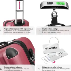 Ensemble de 3 valises Talia avec pèse-bagage et étiquette à bagages