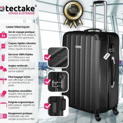 Ensemble de 3 valises Talia avec pèse-bagage et étiquette à bagages