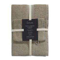 Ensemble de bain 3 pièces (1 drap de bain + 1 serviette de toilette + 1 gant) LUXURY