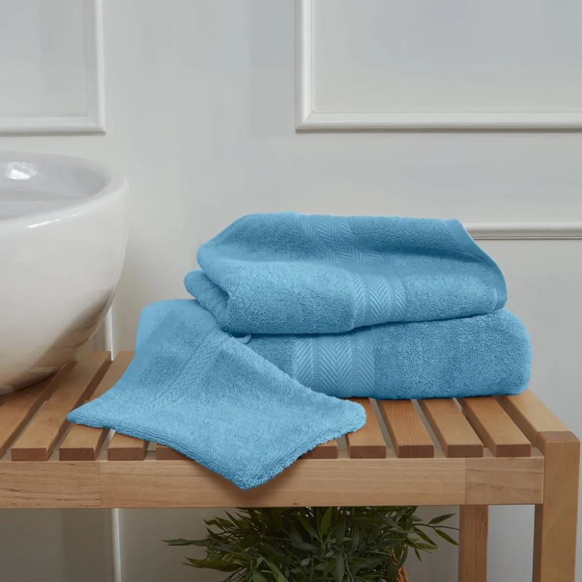Ensemble de bain 3 pièces (1 drap de bain + 1 serviette de toilette + 1 gant) LUXURY