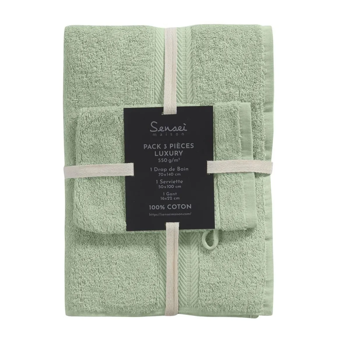 Ensemble de bain 3 pièces (1 drap de bain + 1 serviette de toilette + 1 gant) LUXURY