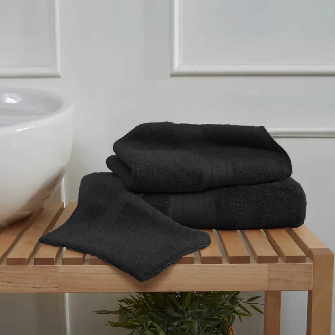 Ensemble de bain 3 pièces (1 drap de bain + 1 serviette de toilette + 1 gant) LUXURY