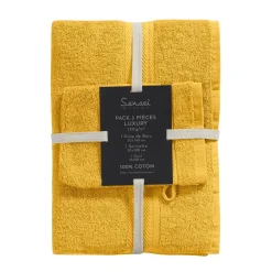 Ensemble de bain 3 pièces (1 drap de bain + 1 serviette de toilette + 1 gant) LUXURY
