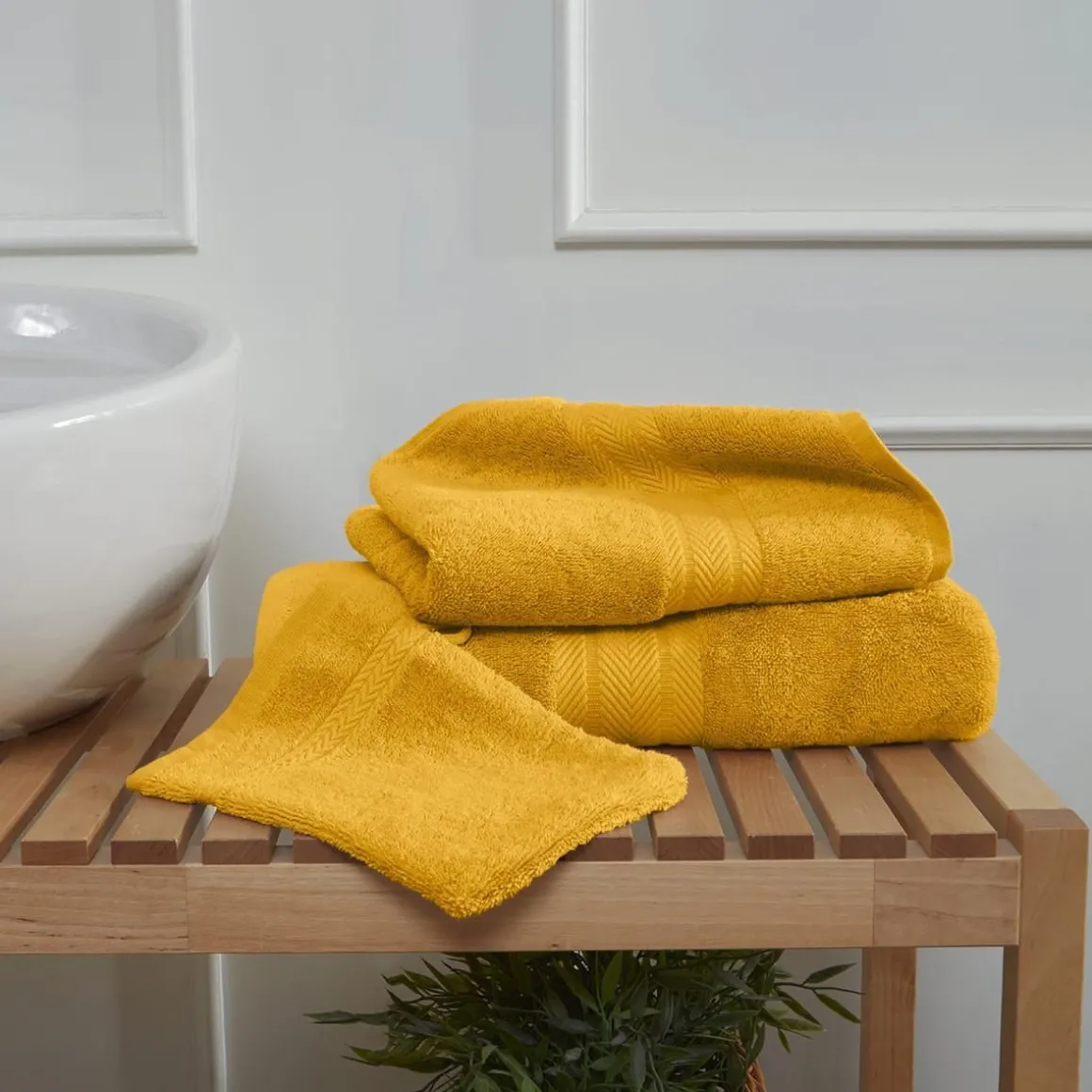 Ensemble de bain 3 pièces (1 drap de bain + 1 serviette de toilette + 1 gant) LUXURY