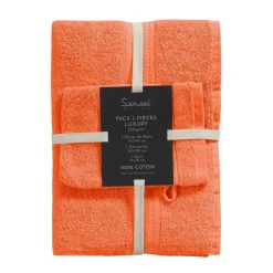 Ensemble de bain 3 pièces (1 drap de bain + 1 serviette de toilette + 1 gant) LUXURY