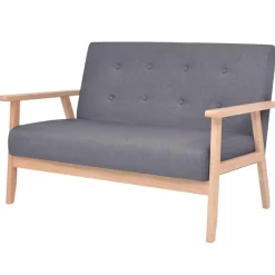 Ensemble de canapes 2 pcs Tissu Gris fonce