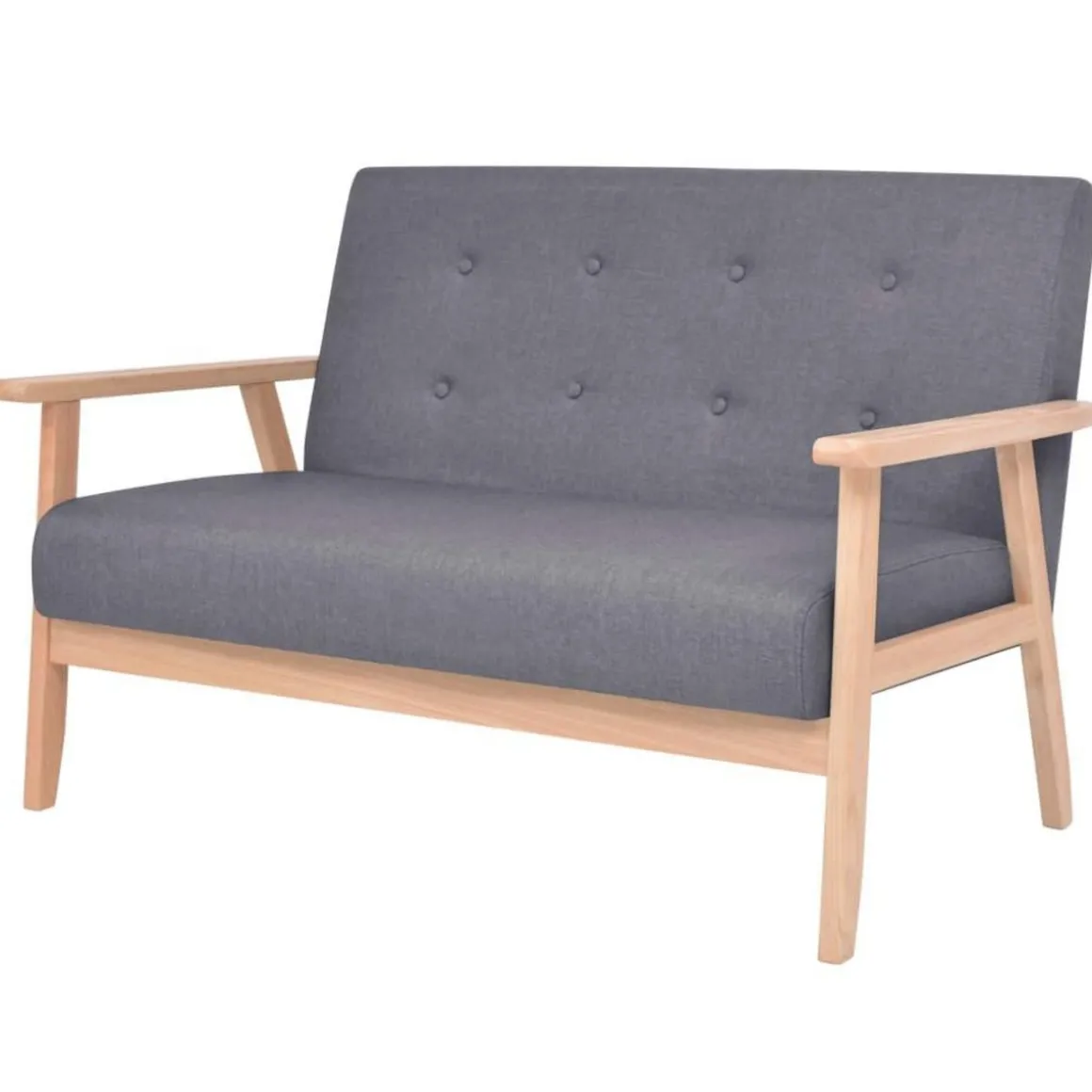 Ensemble de canapes 2 pcs Tissu Gris fonce