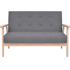 Ensemble de canapes 2 pcs Tissu Gris fonce