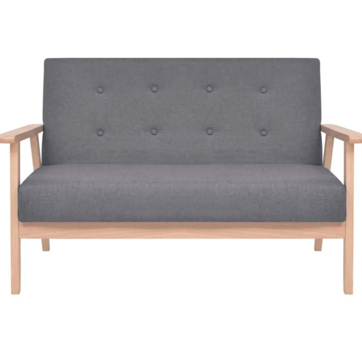 Ensemble de canapes 2 pcs Tissu Gris fonce