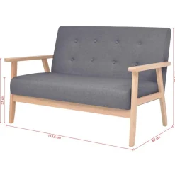 Ensemble de canapes 2 pcs Tissu Gris fonce