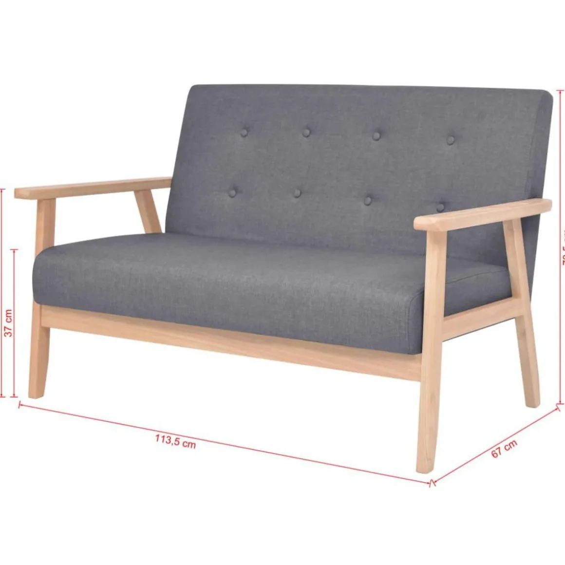 Ensemble de canapes 2 pcs Tissu Gris fonce