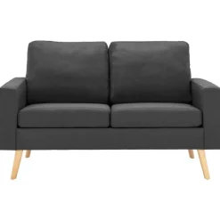 Ensemble de canapes 2 pcs Tissu Gris fonce