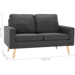 Ensemble de canapes 2 pcs Tissu Gris fonce