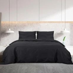 Ensemble de housse de couette Noir 140x200 cm Coton