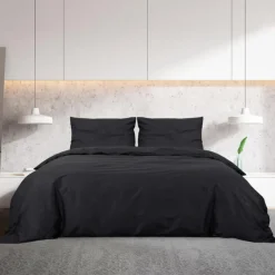 Ensemble de housse de couette Noir 200x220 cm Microfibre légère