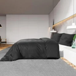 Ensemble de housse de couette Noir 200x220 cm Microfibre légère