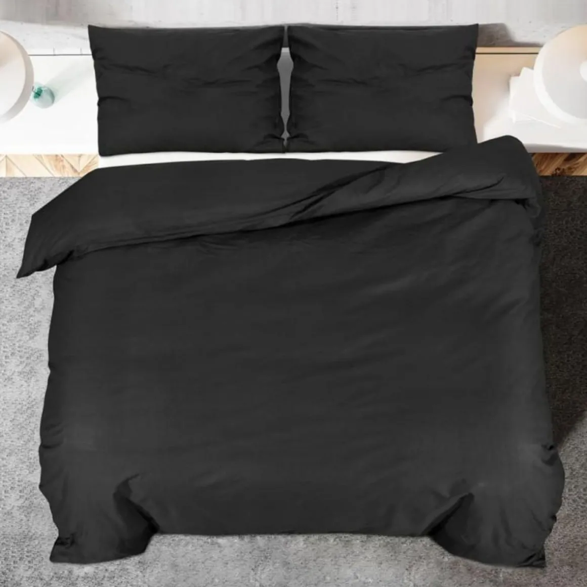 Ensemble de housse de couette Noir 200x220 cm Microfibre légère