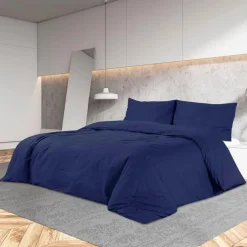 Ensemble de housse de couette Bleu marine 200x200 cm Coton