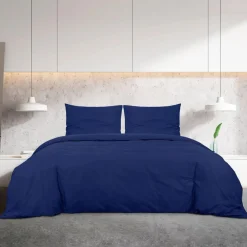 Ensemble de housse de couette Bleu marine 200x200 cm Coton