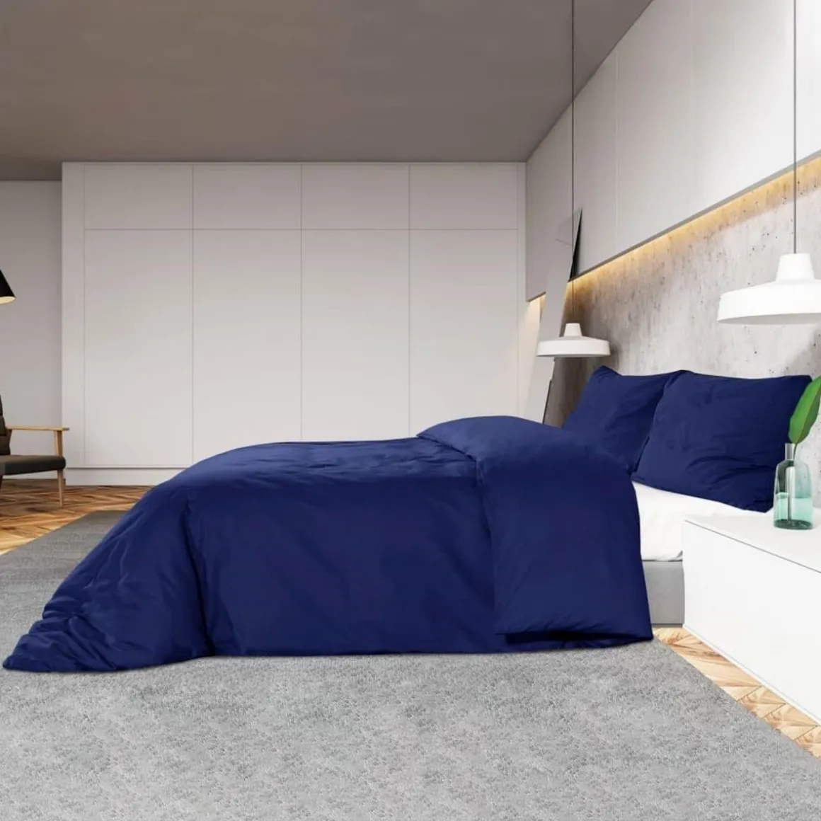 Ensemble de housse de couette Bleu marine 200x200 cm Coton