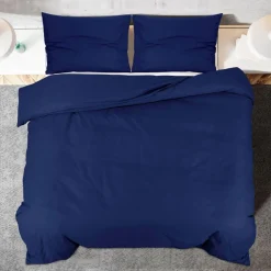 Ensemble de housse de couette Bleu marine 200x200 cm Coton