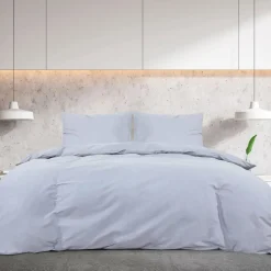 Ensemble de housse de couette Gris 135x200 cm Coton