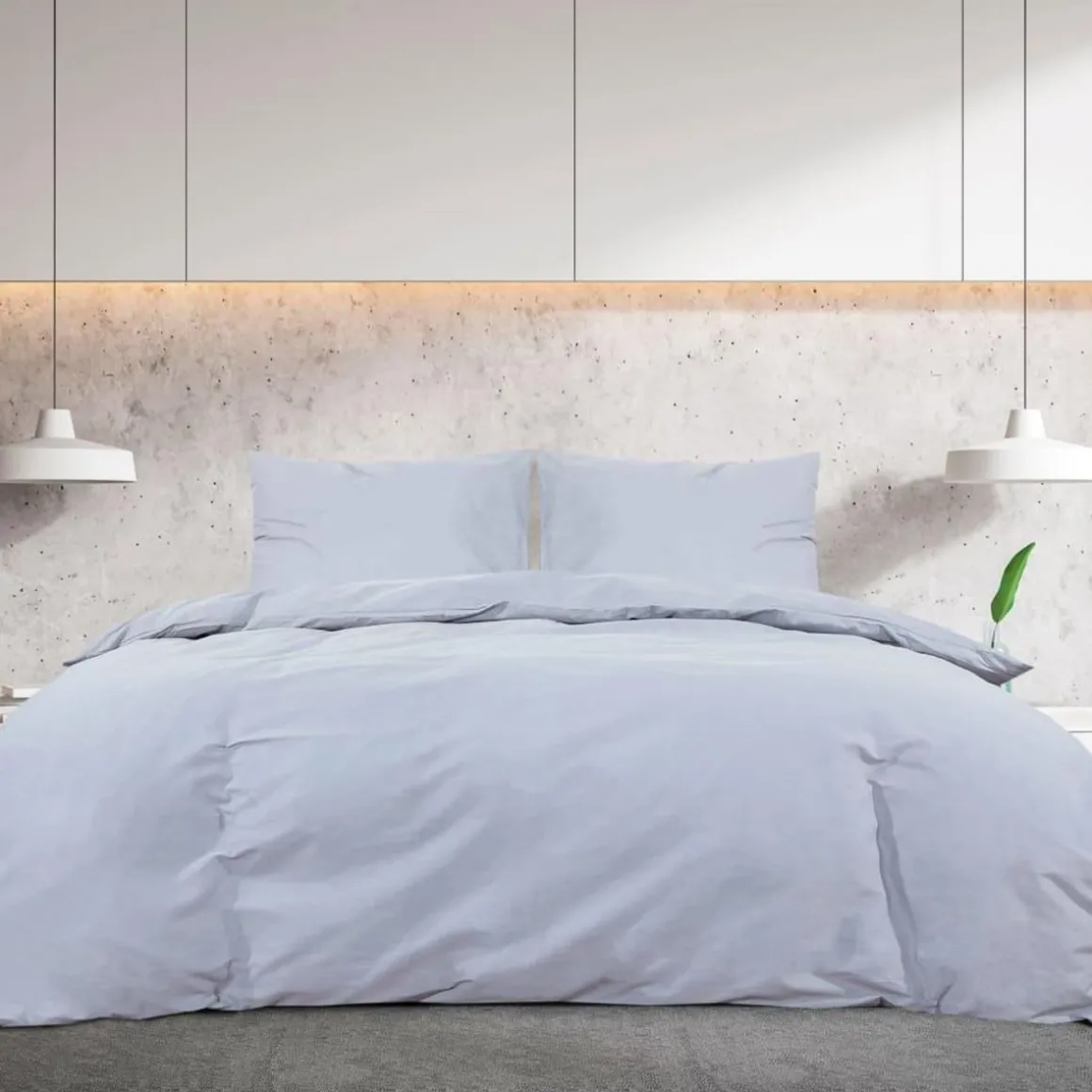 Ensemble de housse de couette Gris 135x200 cm Coton