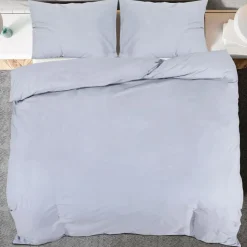 Ensemble de housse de couette Gris 135x200 cm Coton