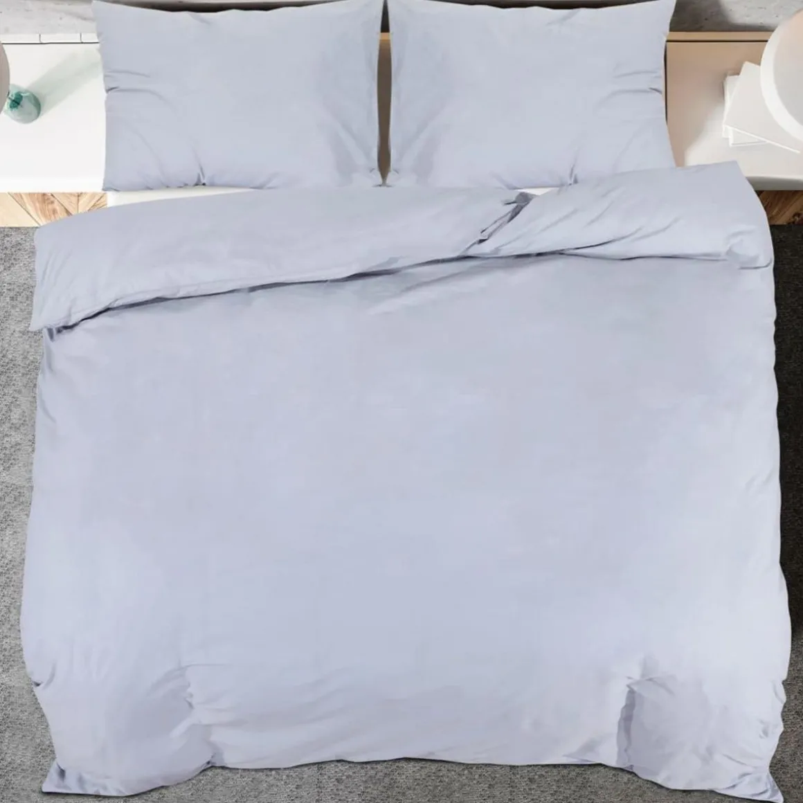 Ensemble de housse de couette Gris 135x200 cm Coton