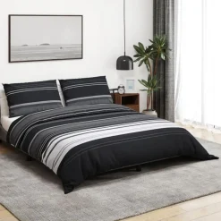 Ensemble de housse de couette noir et blanc 220x240 cm Coton
