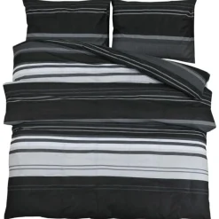 Ensemble de housse de couette noir et blanc 220x240 cm Coton