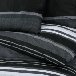 Ensemble de housse de couette noir et blanc 220x240 cm Coton