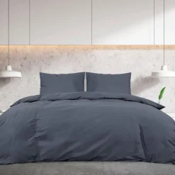 Ensemble de housse de couette Anthracite 260x240 cm Microfibre