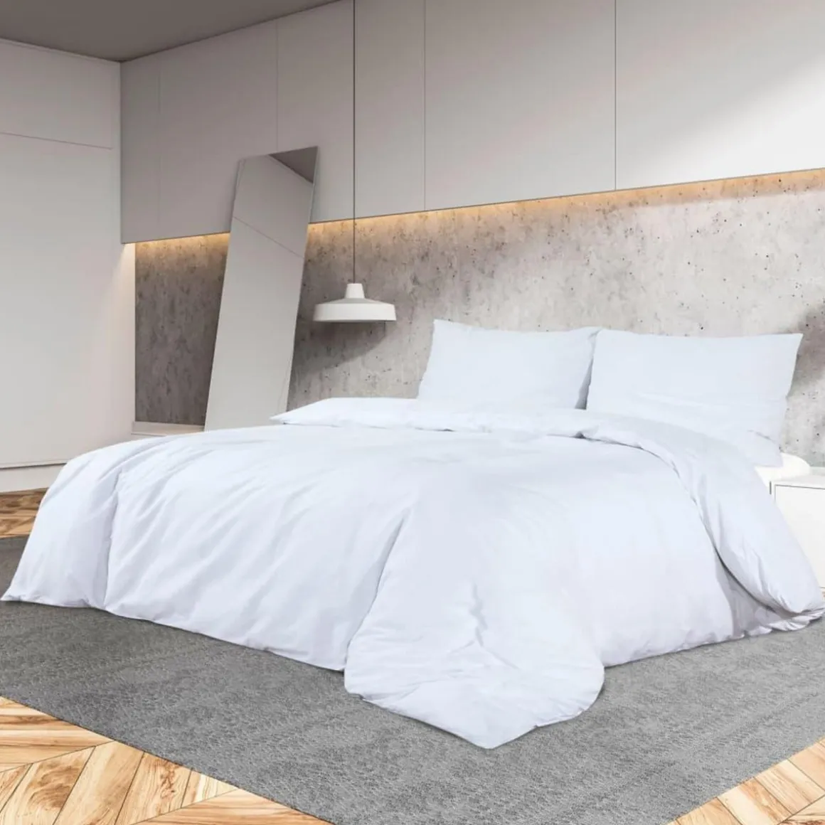 Ensemble de housse de couette Blanc 200x200 cm Coton