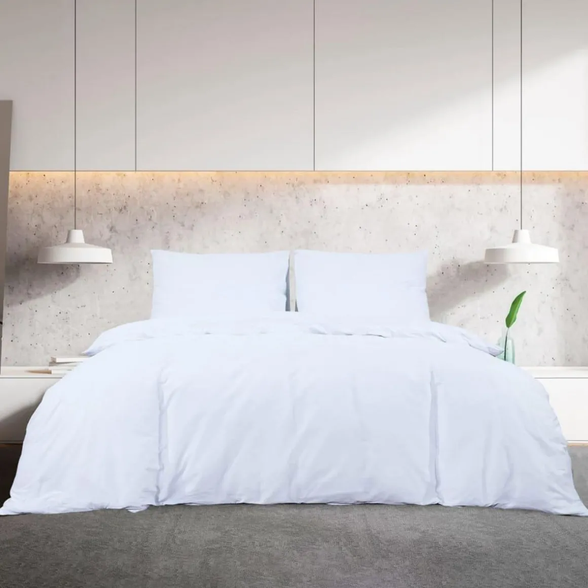 Ensemble de housse de couette Blanc 200x200 cm Coton