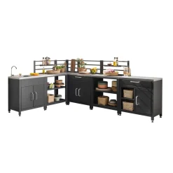 Ensemble de meubles de cuisine extérieure en acier inoxydable 6 modules