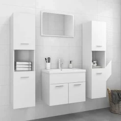 Ensemble de meubles de salle de bain Blanc Bois d'ingenierie