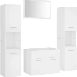 Ensemble de meubles de salle de bain Blanc Bois d'ingenierie