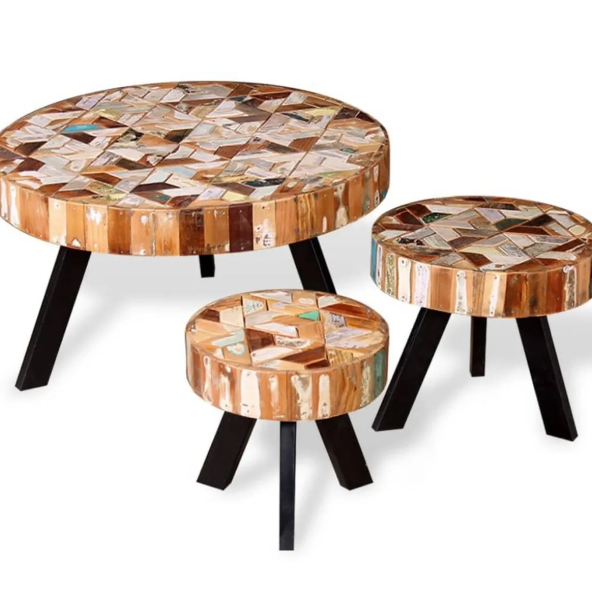 Ensemble de table basse 3 pieces Bois de recuperation massif