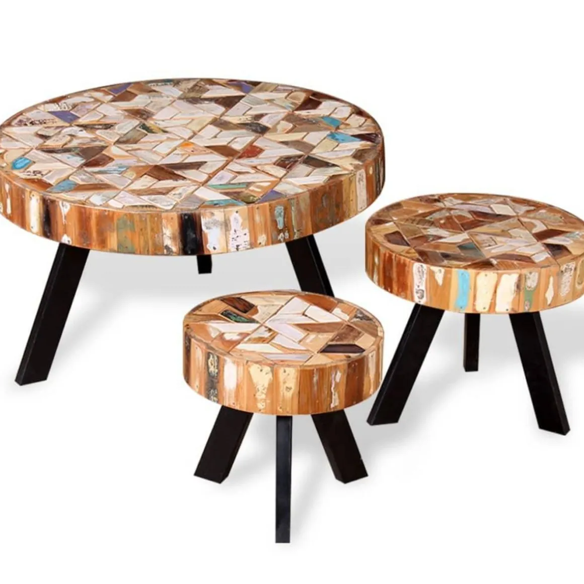 Ensemble de table basse 3 pieces Bois de recuperation massif