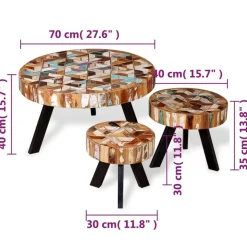 Ensemble de table basse 3 pieces Bois de recuperation massif